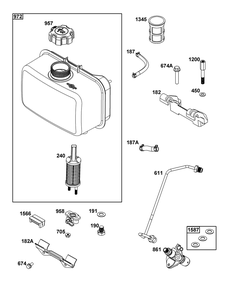 Fuel Supply Group Diagram and Parts List for 261D02-0003-01 200000 - 399999 Briggs and Stratton Engine